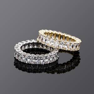  New Trend Hip Hop Jewelry Brass Ring in White Gold Iced Out  Zirconia Rings Big 