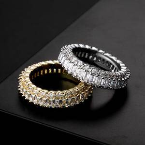  New Trend Hip Hop Jewelry Brass Ring in White Gold  Out Zirconia Rings Big Circle  Band Ring
