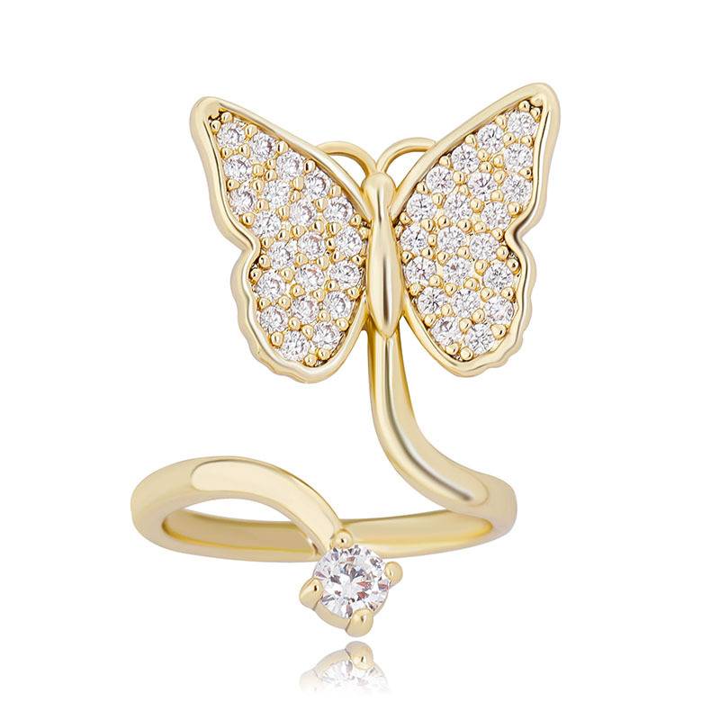 欧美跨境爆款指甲开口可调式蝴蝶戒指时尚女性指环首饰厂家直销