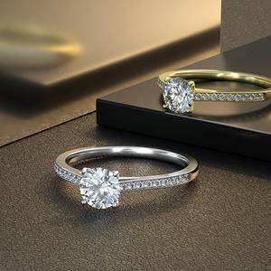  Gold  Color  Spiral Engagement Ring  Diamond S925 Finger Ring