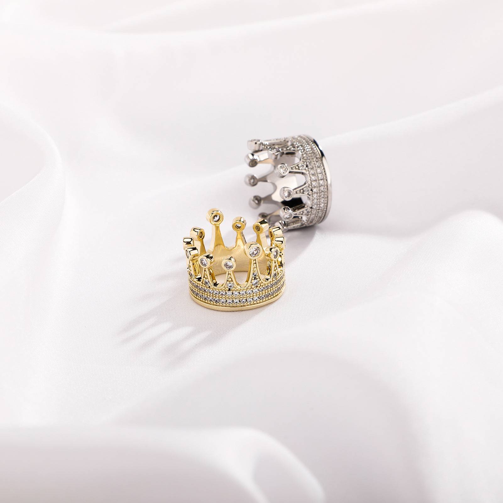 日系甜美皇冠戒指满锆小众设计高级感女友情人节礼物