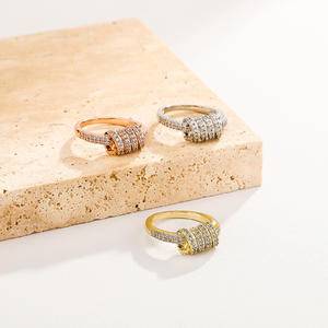  Hip Hop European and American Style Woven Irregular Ring Winding Ring Full of Zircon Neutral Style Party Ring