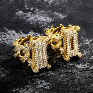 new design rectangular zircon cuban ring full of zircon hip hop men's trendy jewelry ring