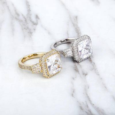  Iced Out Luxury Cubic Zirconia Ring Large Round Hip Hop Fashion Jewelry wedding band eternity Ring For Women Gift