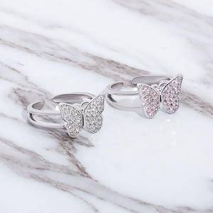 Iced Out Open Butterfly Ring Hip Hop Jewelry for Women Cubic Zirconia Diamond Pave Ring Bling Bling Icy Rose Gold Rings