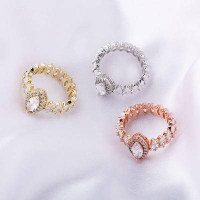  Iced Out Cubic Zirconia Ring Copper Inlay Zircon Ring High-quality Gift Fashion Jewelry For Women