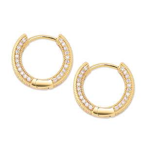  New Fashion Gold And Silver Pearl Ice Out Round Zircon Earrings Men's Fashion Hip Hop Jewelry