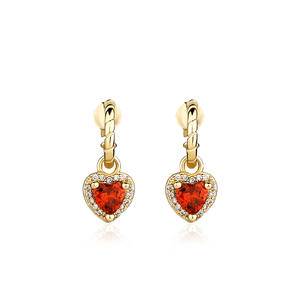 Fashion Jewelry Accessories Female Gemstone Heart-shape Drop Earrings Colored Zircon Heart Earrings 14K Gold Plating Earring
