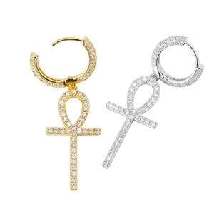  Cross Pendant Earrings Cubic Zircon Stud Earring Jewelry Gift