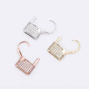 New Style Key Lock Earrings Copper Micro-Inlaid Zircon Earrings Female Earrings