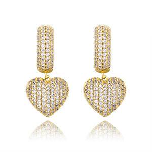 The Hip Hop Silver Color Heart Zircon Stone Free Crystal Stud Earring Piercing Ear Studs Zircon Earrings For Women Jewlry
