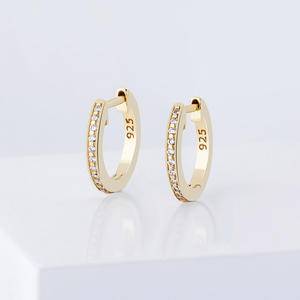  Real 925 Sterling Silver Earrings For Women Round Micro Inlay Earrings Hoops Zircon Diamond Jewelry 