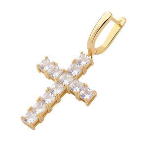 Hip-hop Rock Ice Out Square Earring Street Rapper Jewelry Frozen Miniature Cubic Zircon Baguette Cross Earrings