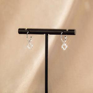  Classic Silver Color Star Crystal Earrings For Women New Girl Fashion High Quality Jewelry  S925 Silver