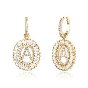  New Hip Hop European and American Style Letter Earring Quality 3A Copper Zircon Women Earring Combination