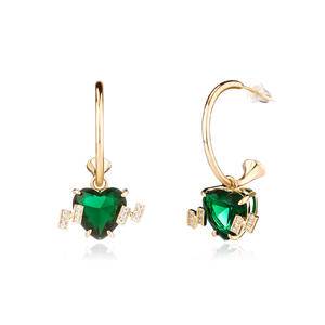 Fashion Love Full Diamond Pendant Earrings Hip Hop Simple Personalized Earrings Jewelry