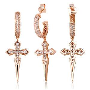 925 Silver  Earring Iced Out Diamonds Cross Earrings Hip Hop Luxury Icy Jewelry For Men Women gifts