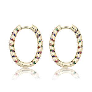Fashion Trend Color Zircon  Oval Hip Hop  Men's Earrings Personalized Jewelry Earring Decoration