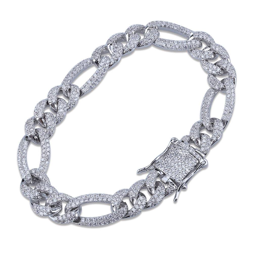  Gold Silver Color Iced Out Cubic Zircon Cuban Chain Link Bracelet Men Hip Hop Charm Trend Jewelry Gifts