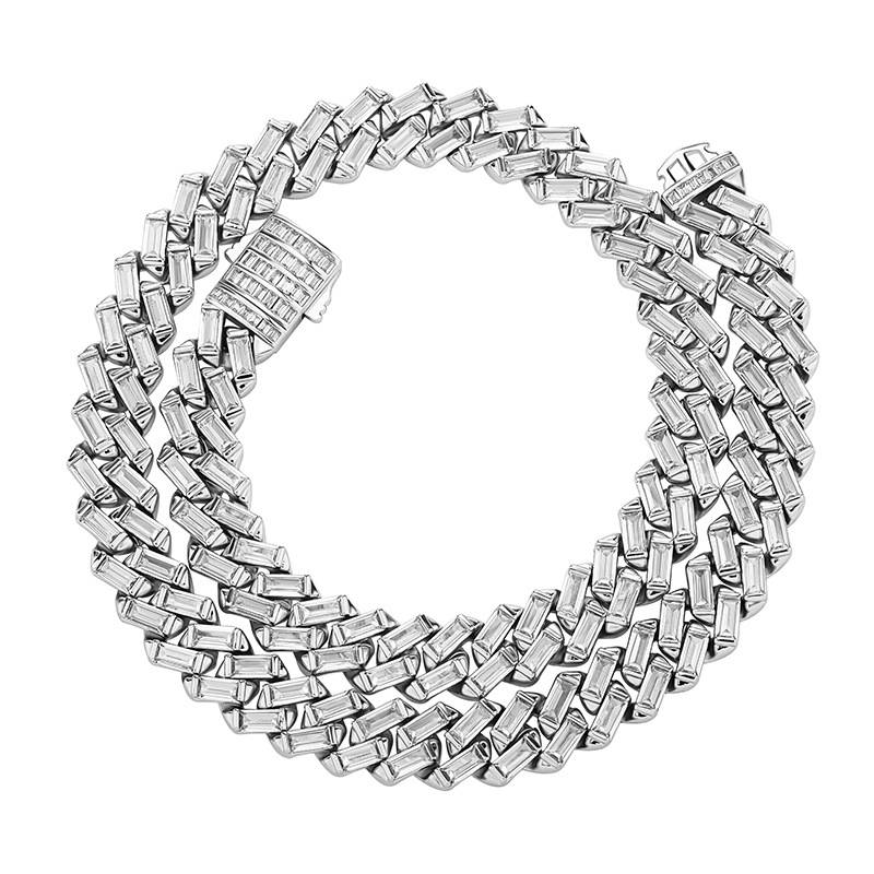 Popular  Zircon Spring Fastener Men's Women's Hip Hop Bracelet  Choker Iced Out Cuban Link Necklace