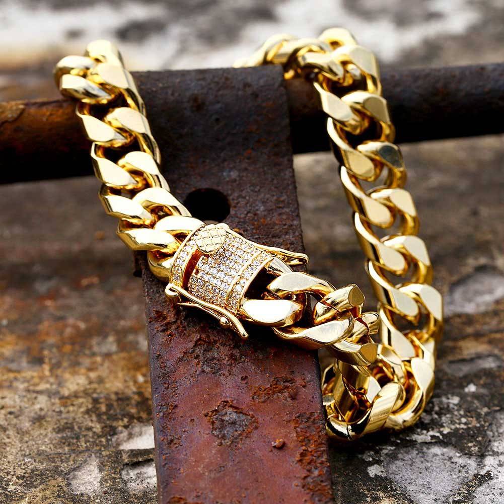 High Quality Minimalist Wrist Hand Punk Rapper Jewelry Hip  Chunky  Link  Chain Bracelet For Men Women
