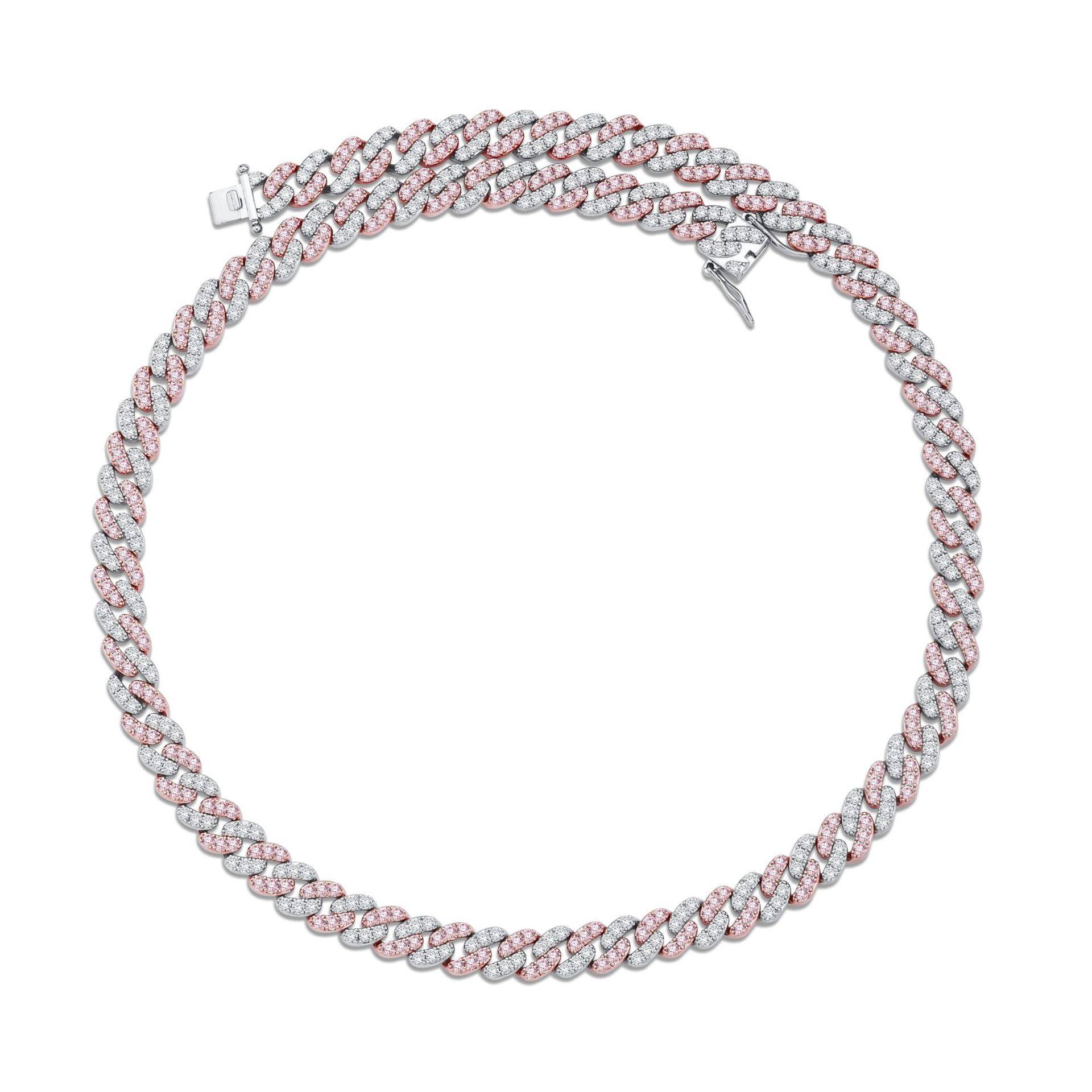 Fashion Trend Color Zircon Bracelet Necklace Men's Ladies Hip Hop Cuba Necklace