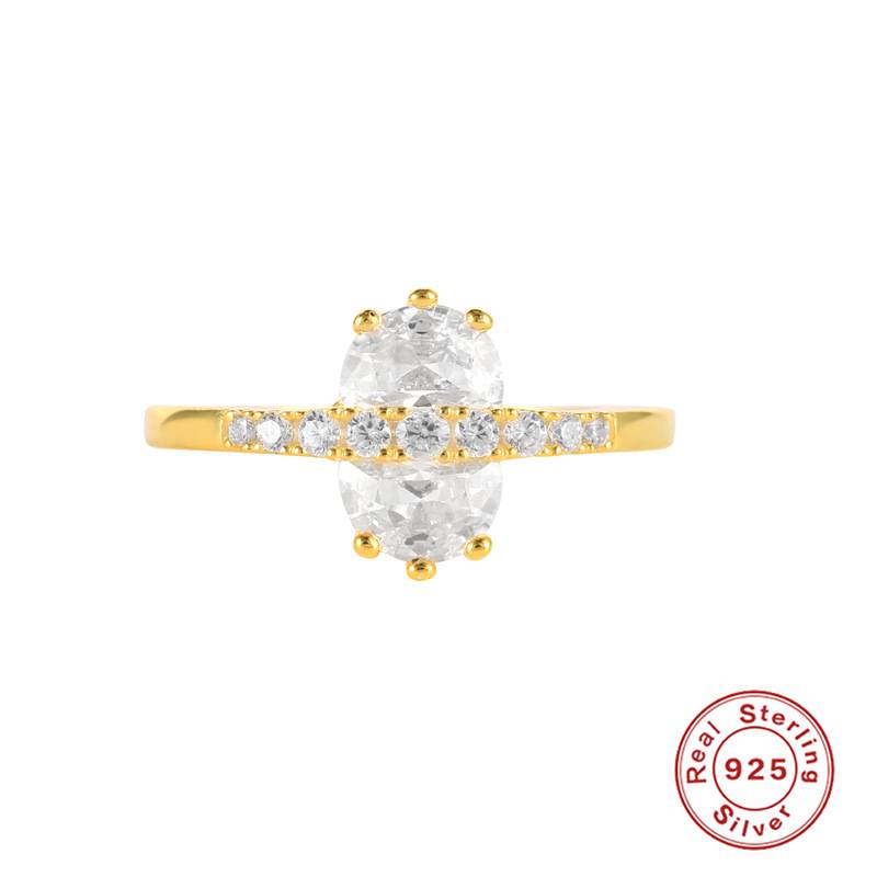 S925纯银镶钻结婚送礼戒指欧美时尚婚戒ins几何个性潮流指环首饰