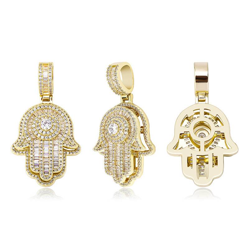  Hip Hop Men Jewelry Micro Pave  Cubic Zirconia  Hand  Men Necklace