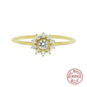 925 Sterling Silver Sunflower Ring Women INS Simple Niche Gold Ring Jewelry Design Wedding Rings Size 6 7 8 Fashion Fine Jewelry