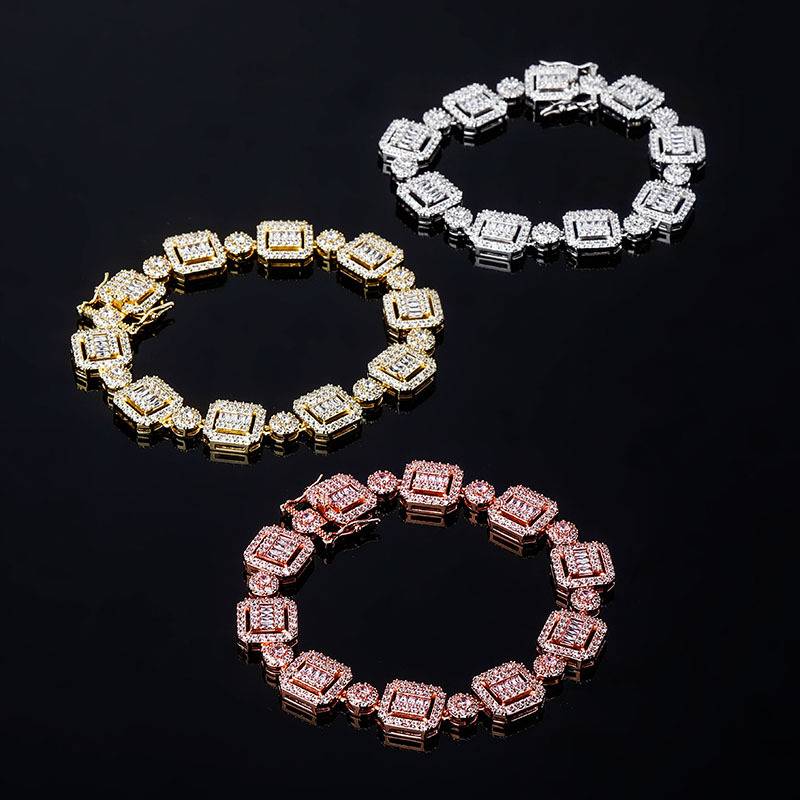 12mm Trend Full of Zircon Cuba Chain Hip Hop Men's Bracelet And Necklace Fashion Jewelry