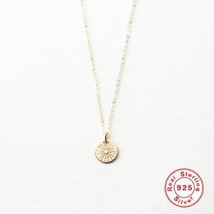 New INS Style Round Fireworks Pendant Necklaces for Women Men Fine Jewelry 925 Sterling Silver Sun Gold Collares Chains Necklace 