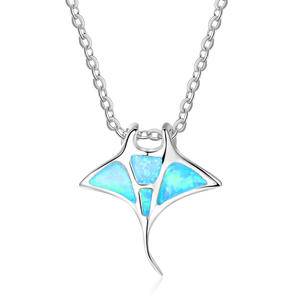  Hot Sale Oceans Series Link Chain Whale Opal Necklace S925 Sterling Silver Whale Opal Pendant Necklace for Women Girls