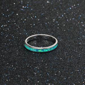  Minimalist Design Opal Finger Ring 925 Sterling Silver Blue Opal Finger Ring for Women Girls Jewelry