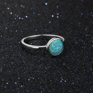  Hotselling Opal Ring Small Size 925 Sterling Silver Synthetic Blue Opal Silver Ring for Women Girls Gifts