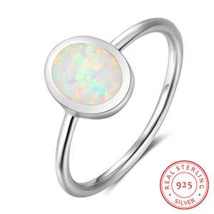  Simple Design Opal Ring Oval White Opal Ring 925 Sterling Silver CLASSIC Gemstone Rings Jewelry Decoration 