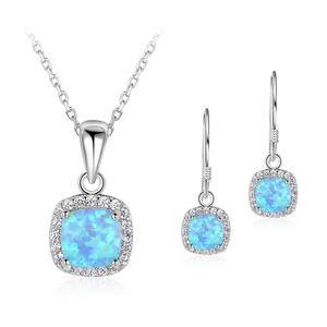 Simple Classical Blue Opal Jewelry 925 Silver Round Shape Pendant
