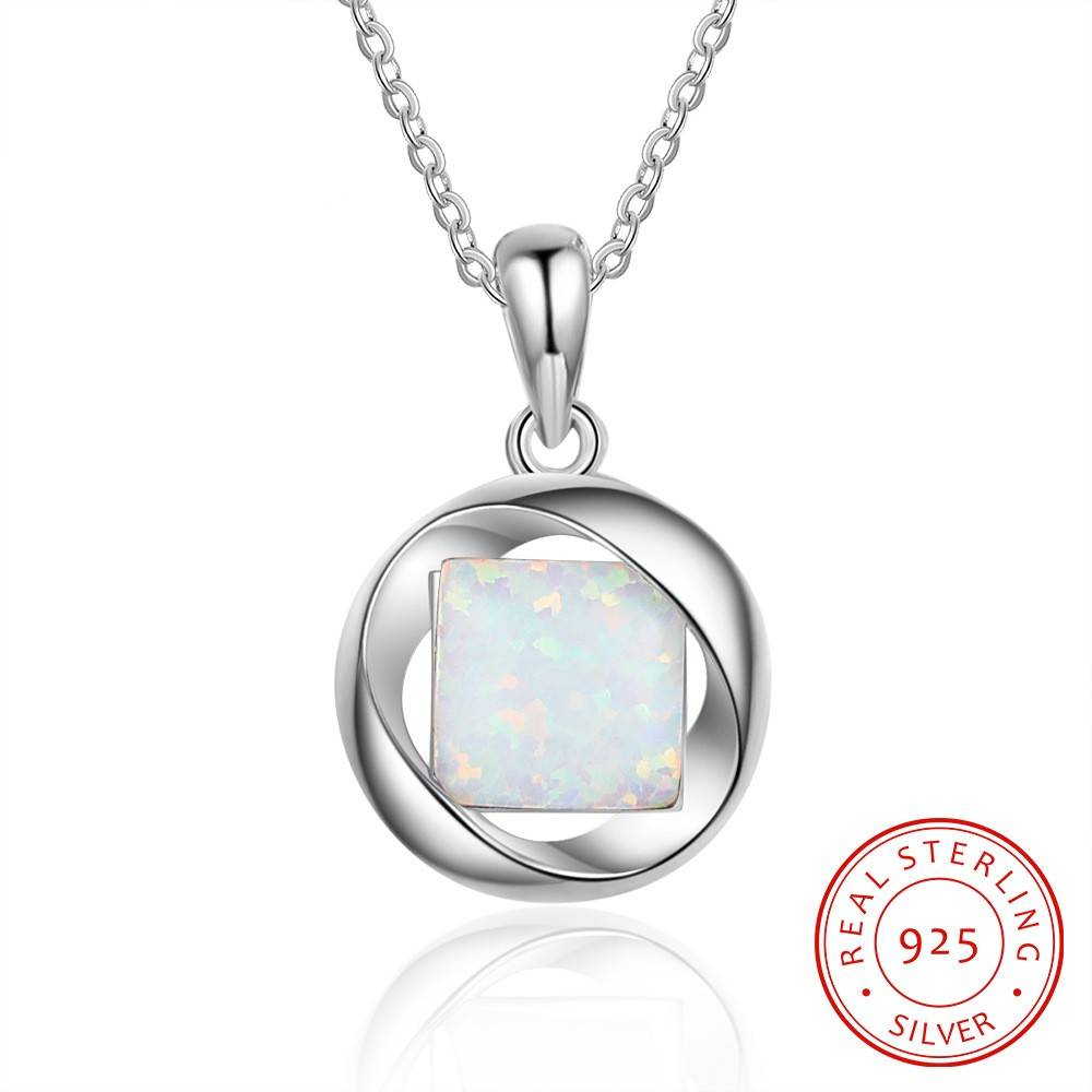 Simple classical  opal jewelry 925 silver Round shape pendant