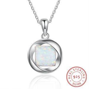 Simple classical  opal jewelry 925 silver Round shape pendant