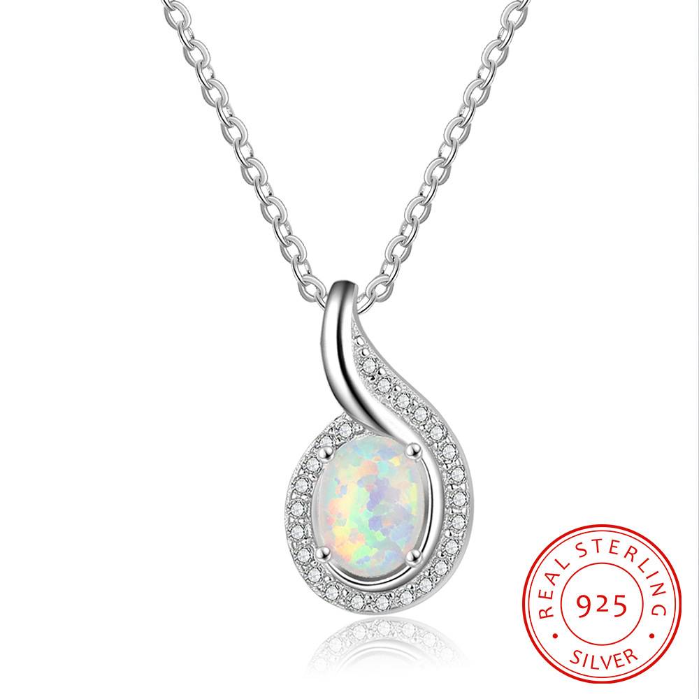 Pretty Blue lab Opal  Silver Pendant Custom Jewelry For Gift