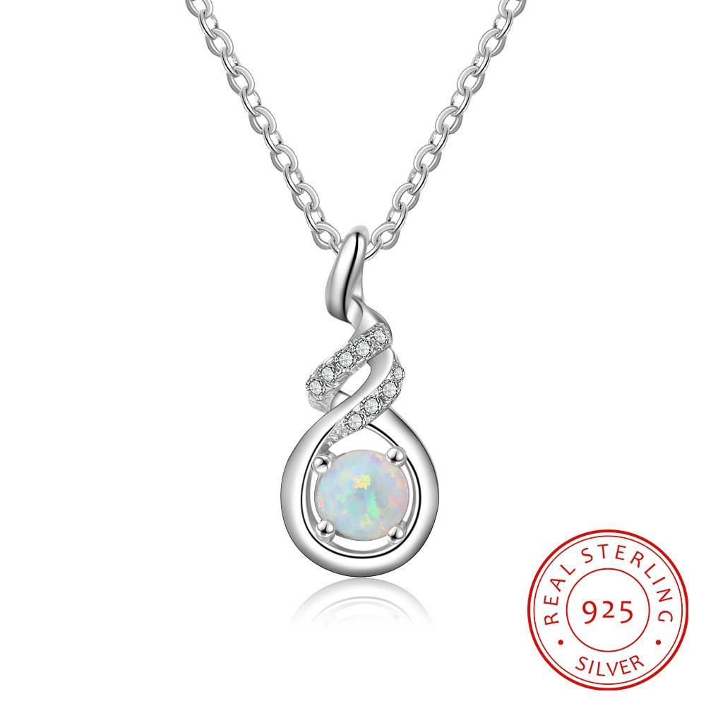 Big Water Drop Pendant Charm Necklaces 925 Sterling Silver Long Chain Opal Necklace Pendants  Jewelry