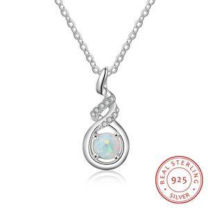 Big Water Drop Pendant Charm Necklaces 925 Sterling Silver Long Chain Opal Necklace Pendants  Jewelry