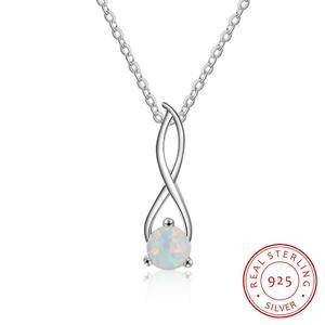 Shiny 925  Silver Opal Pendant Necklace Jewelry for Women Clear   Popular Female 