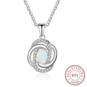 New Luxury Pendant Necklace For Women Elegant Oval Flower Spiral Charm Necklace Romantic Wedding Jewelry 
