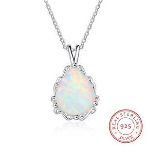  Unique Ladies Jewellery White Opal Necklace 925 Sterling Silver Opal Pendant Necklace for Women Girls