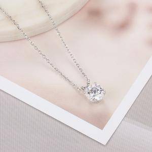100% 925 Sterling Silver Pendant Necklaces Collar for Women Wedding Engagement   Cubic Zircon 