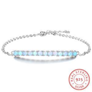 925 Sterling Silver Single Row Opal Bracelet Jewelry