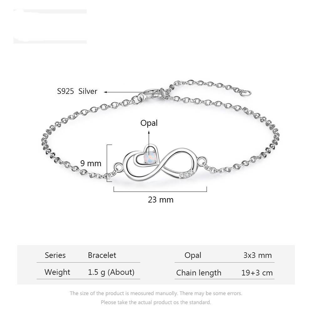 S925 Sterling Silver Opal Crystal Inlay Stone Bracelet For Women Fashion Marfend Jewelry