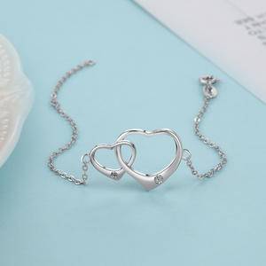 Dainty 925 Sterling Silver Cubic Zirconia Infinity Love Heart Bracelet for Women Girls