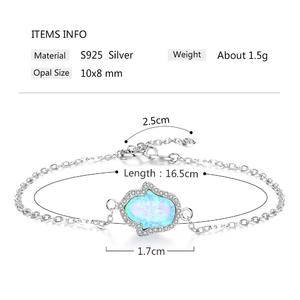 Opal Bracelet Handmade Jewelry 925 Sterling Silver For Women Girls Gifts  Wonderful Blue Round Shape Blue Trendy 