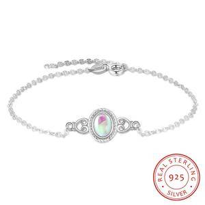 Fashion Jewelry Chain Charm Pendant Opal 925 Sterling Silver Bracelet
